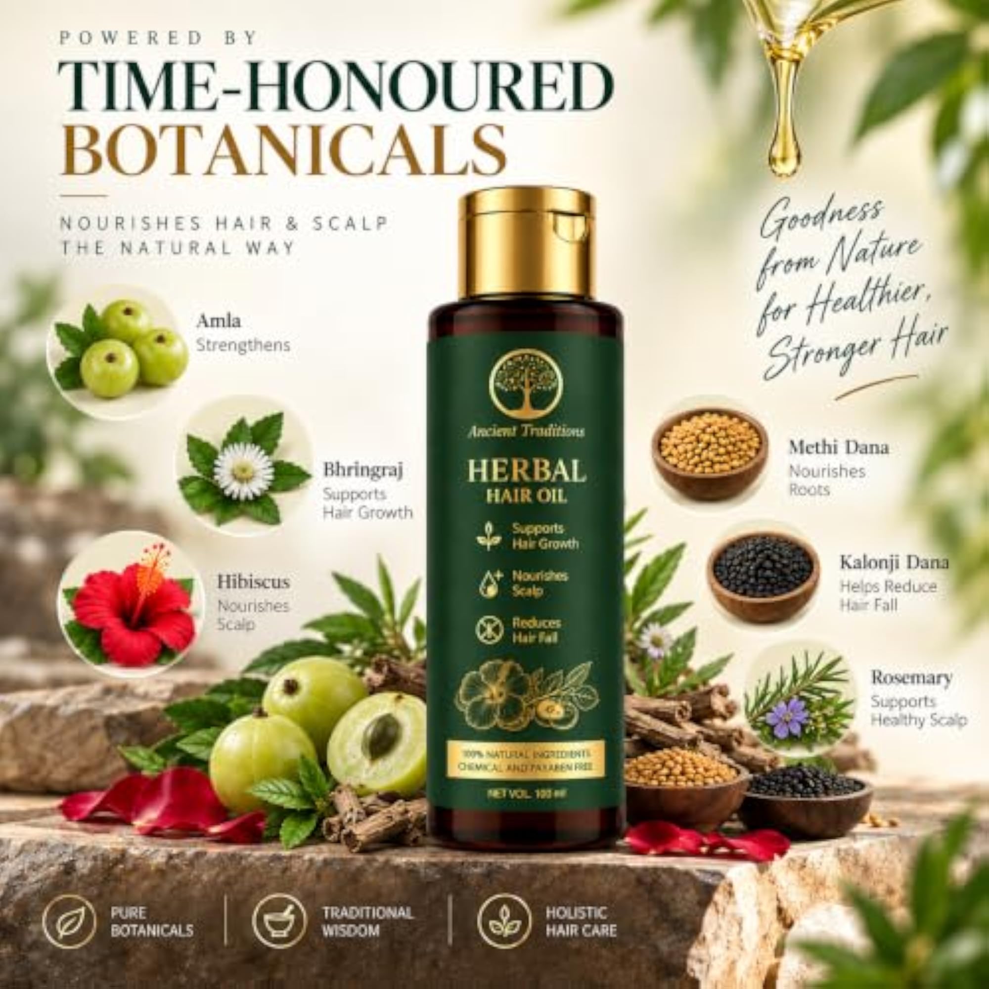 Herbal Hair Oil with Amla & Bhringraj